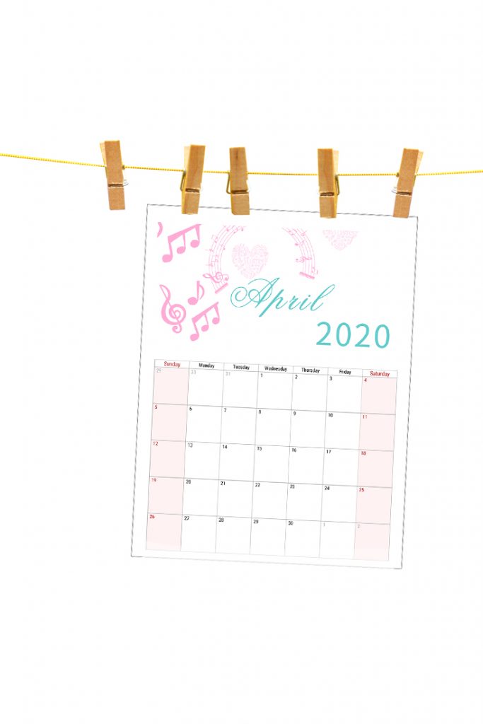 April 2020 calendar printable