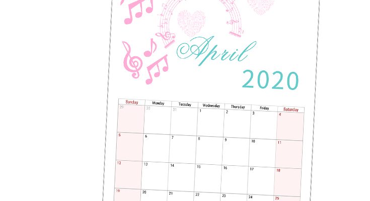 April 2020 calendar printable