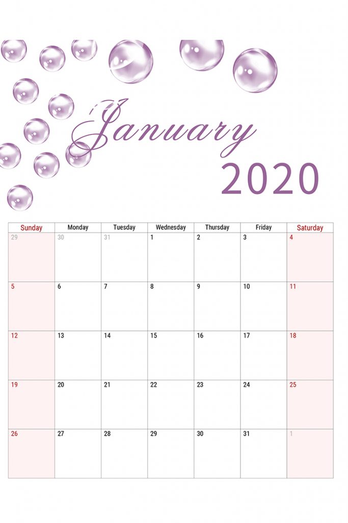 january 2020 calendar printable