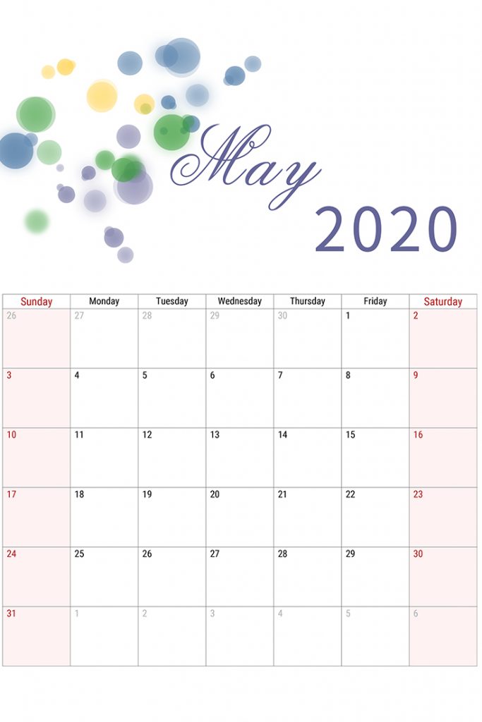 May 2020 calendar printable
