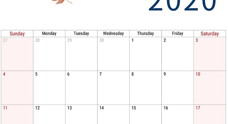 October 2020 calendar printable