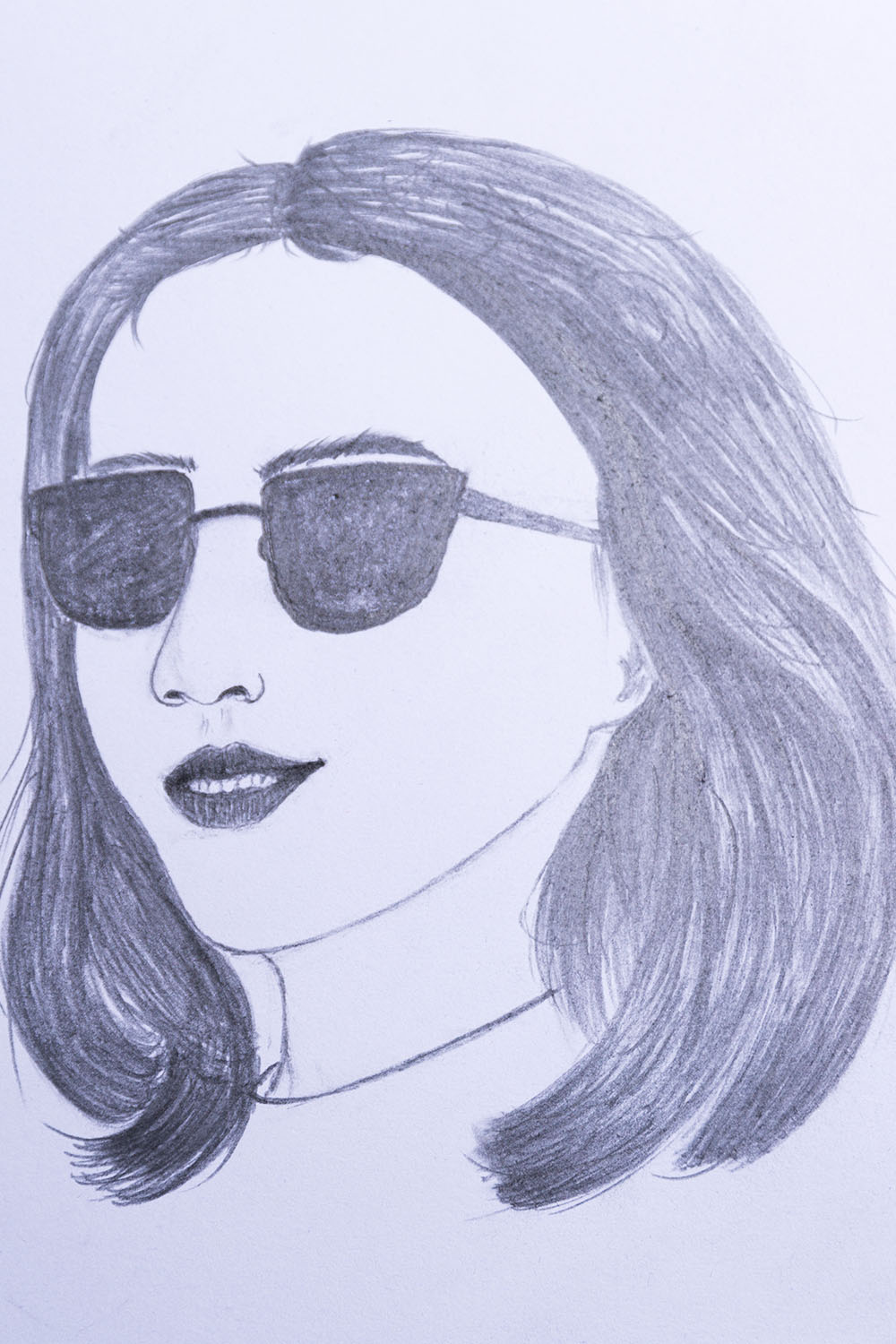 How to draw a girl wearing sunglasses
