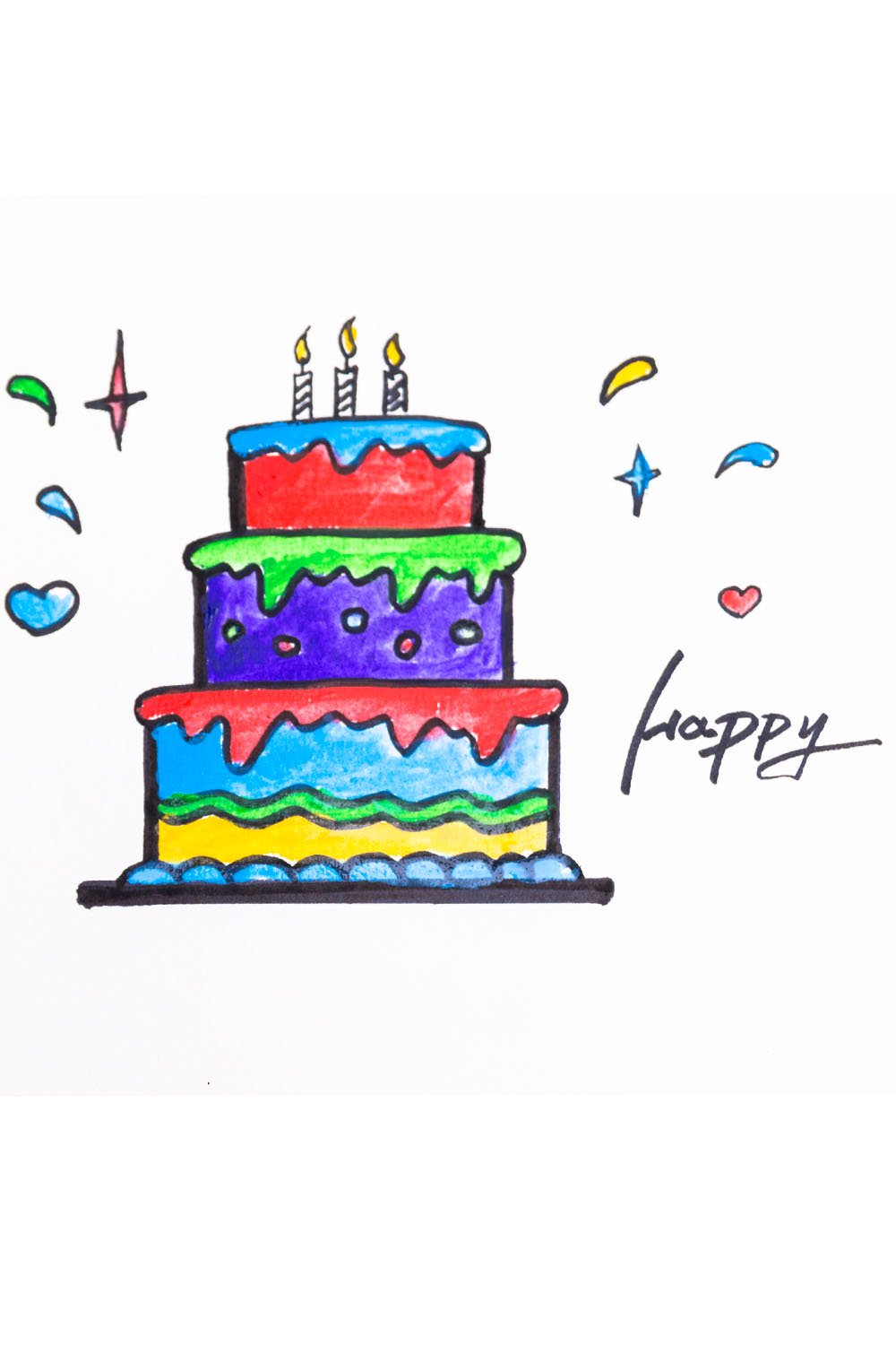 How to draw a birthday cake - how to draw