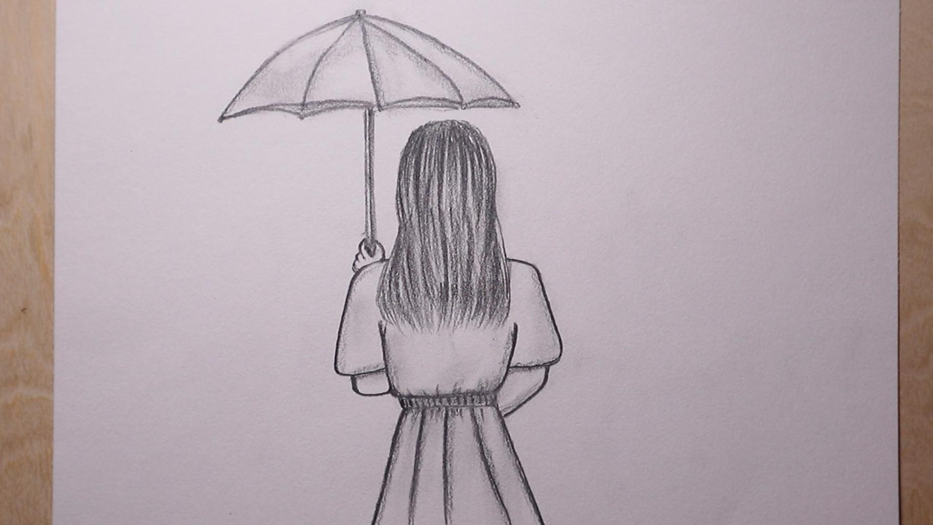 How To Draw A Girl With An Umbrella