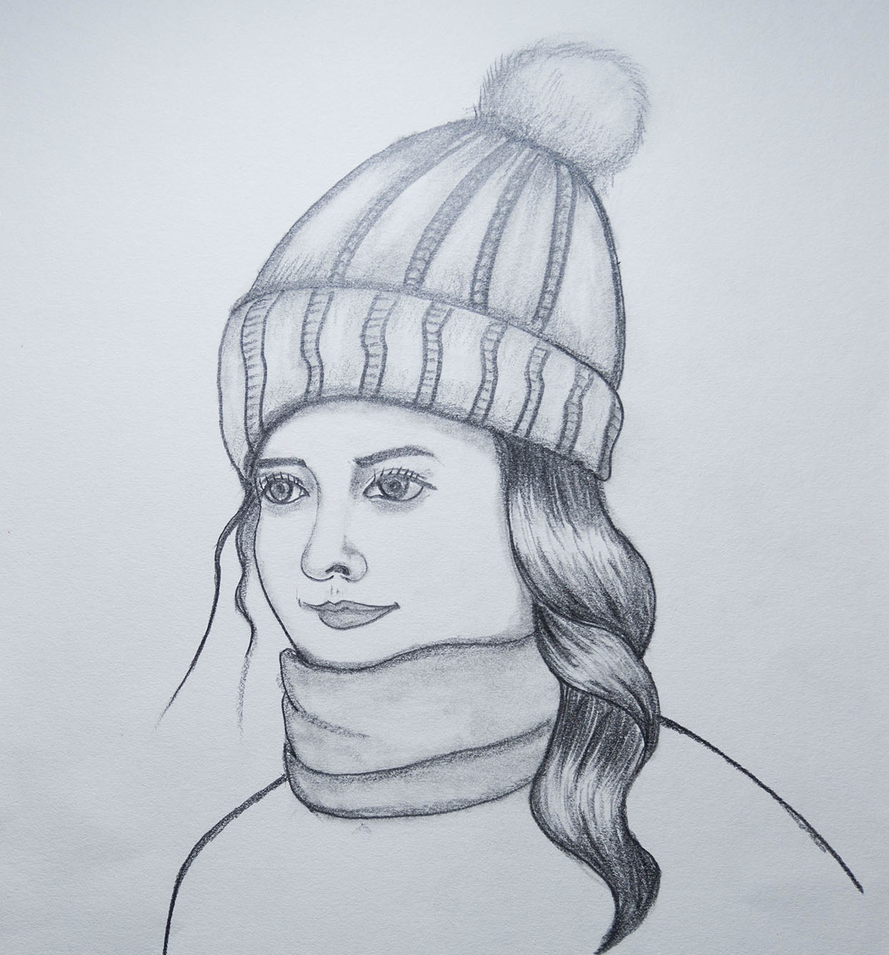 How to draw a girl in a winter hat for beginners