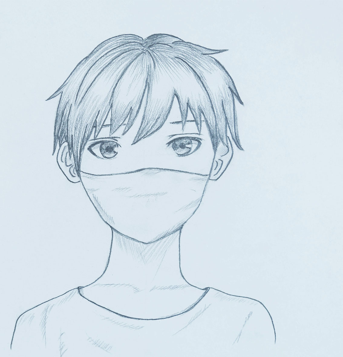 how to draw Anime boy wearing a mask easy