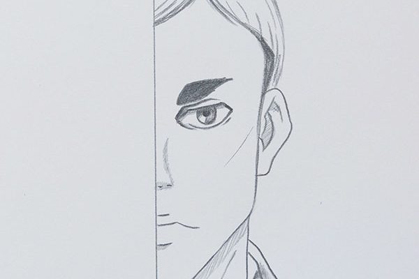 how to draw half face Erwin Smith easy