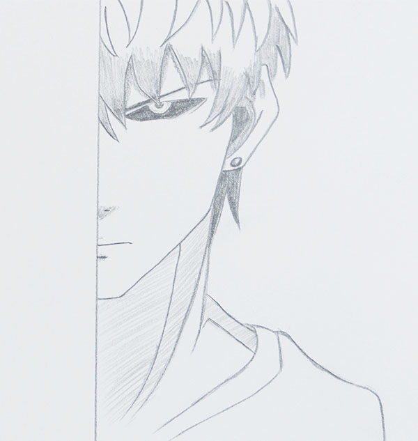 how to draw half face Genos easy