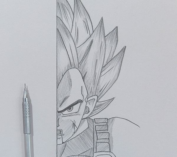 how to draw Vegeta step by step