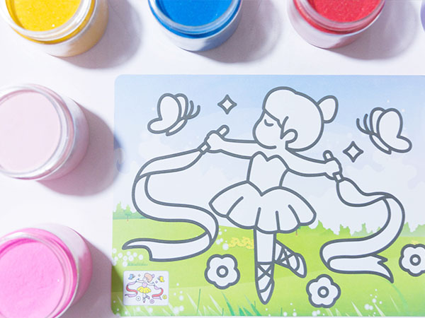 This video shows you how to Coloring gymnastics girls with colorful sand