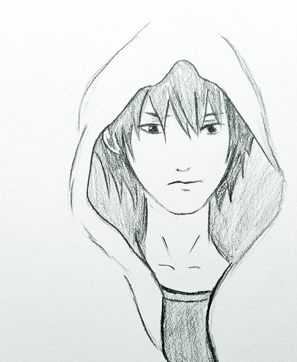 How to draw an anime boy in a hoodie 