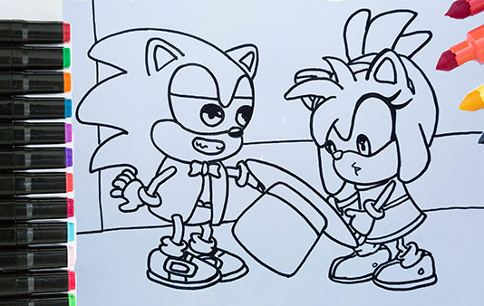 baby sonic and baby Amy Rose coloring pages