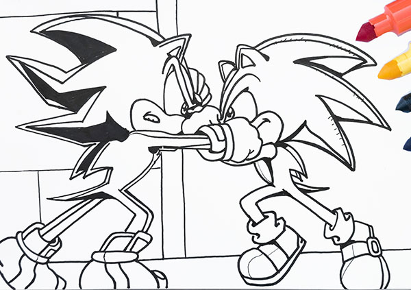 Sonic vs Shadow Coloring Pages