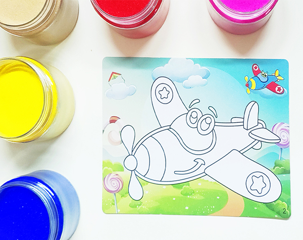coloring sand drawing airplane