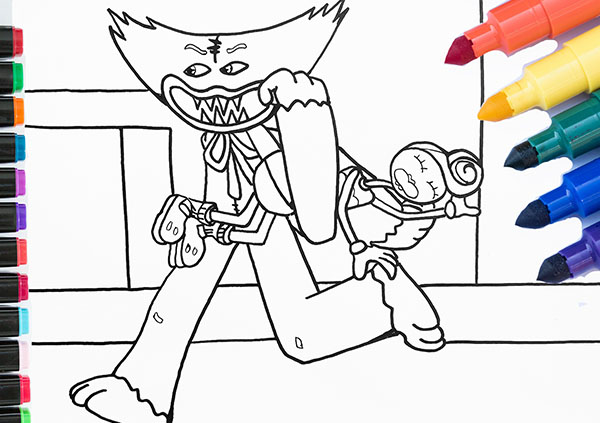 huggy wuggy catches Mommy Long Legs coloring pages