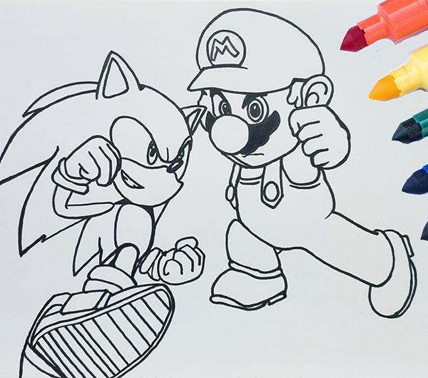 Sonic and Super Mario Coloring Pages