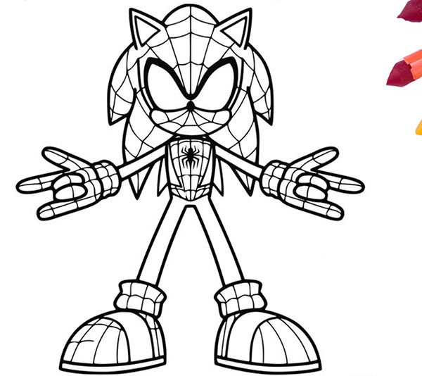 Sonic the hedgehog 2 as Spiderman coloring pages