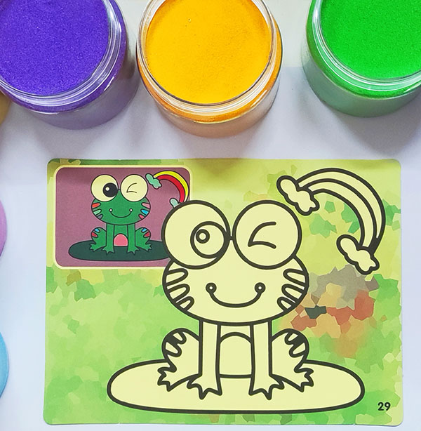 coloring sand drawing frog