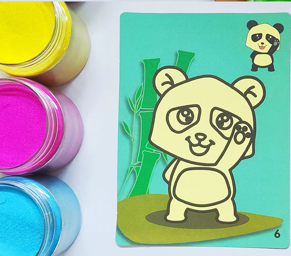 coloring sand drawing panda