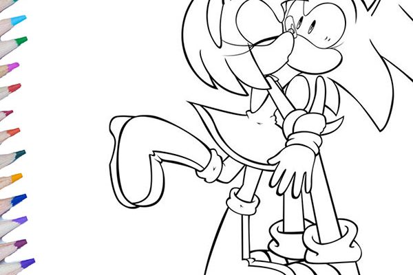 sonic and Amy Rose kiss coloring pages